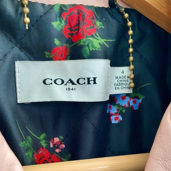 Blush pink Coach leather moto jacket - Picture 2 of 4